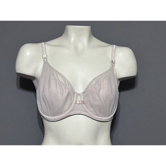 Chantelle Bra 34DD Nude Mesh Overlay Lightly Lined Underwired - Picture 1 of 8